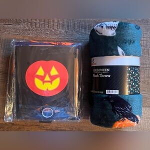 Halloween Plush Throw Blanket & party bag -48 piece decor. Both New with tags.